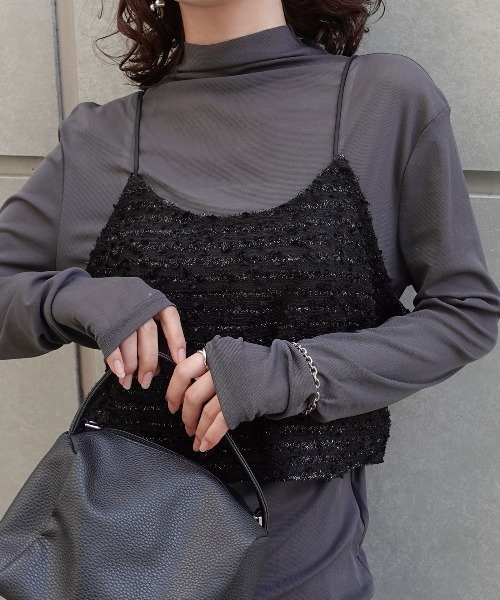 CORNERS（コーナーズ）の「ネップラメボーダービスチェ（キャミソール・レディース・ブラウン/アイボリー/ブラック・M）」の17枚目の写真