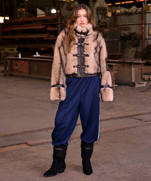 ポイントレザーニュアンスファーブルゾン ポイントレザーニュアンス