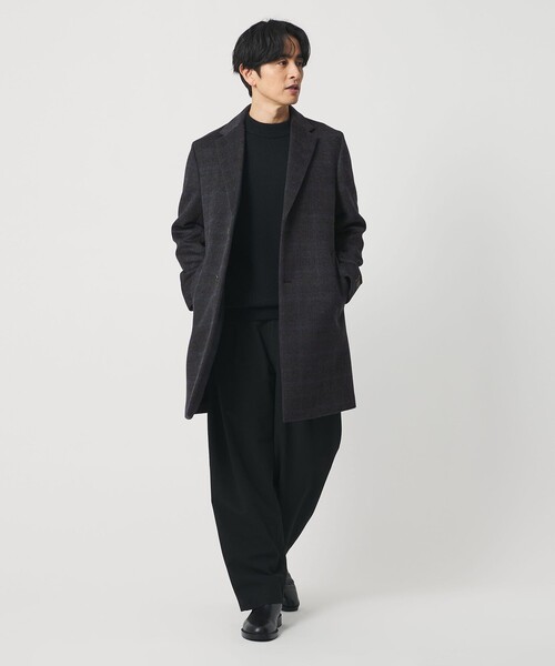 120 メルトン チェック チェスターコート（チェスターコート