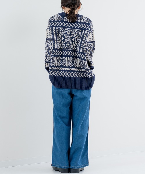 refinedworks（リファインドワークス）の「【refinedworks】存在感抜群の バンダナ柄ニット（ニット/セーター・レディース・ブラック/ネイビー・FREE）」の15枚目の写真