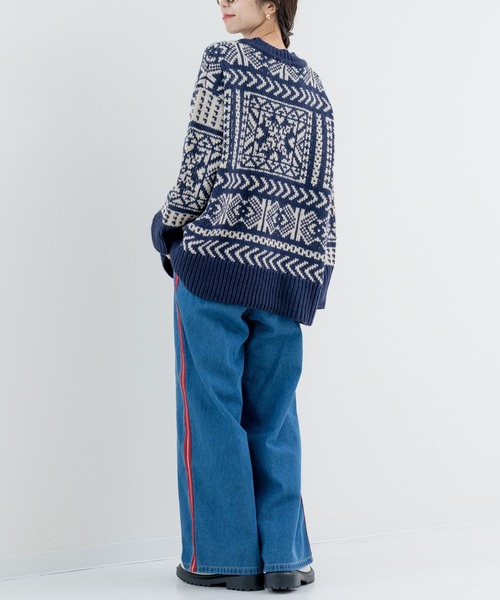 refinedworks（リファインドワークス）の「【refinedworks】存在感抜群の バンダナ柄ニット（ニット/セーター・レディース・ブラック/ネイビー・FREE）」の16枚目の写真