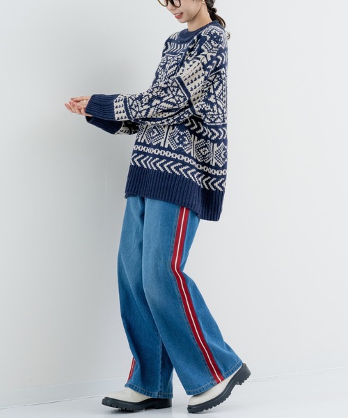 refinedworks（リファインドワークス）の「【refinedworks】存在感抜群の バンダナ柄ニット（ニット/セーター・レディース・ブラック/ネイビー・FREE）」の17枚目の写真