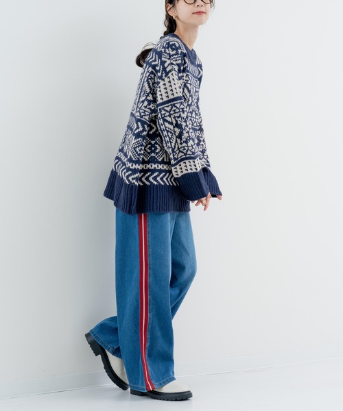 refinedworks（リファインドワークス）の「【refinedworks】存在感抜群の バンダナ柄ニット（ニット/セーター・レディース・ブラック/ネイビー・FREE）」の19枚目の写真