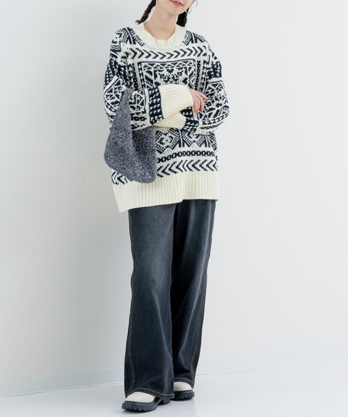 refinedworks（リファインドワークス）の「【refinedworks】存在感抜群の バンダナ柄ニット（ニット/セーター・レディース・ブラック/ネイビー・FREE）」の20枚目の写真