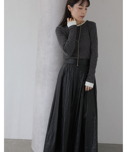 La TOTALITE（ラトータリテ）の「【洗える】配色ウールテレコカットソー（Tシャツ/カットソー・レディース・ネイビー/ホワイト/グレー・FREE）」の9枚目の写真