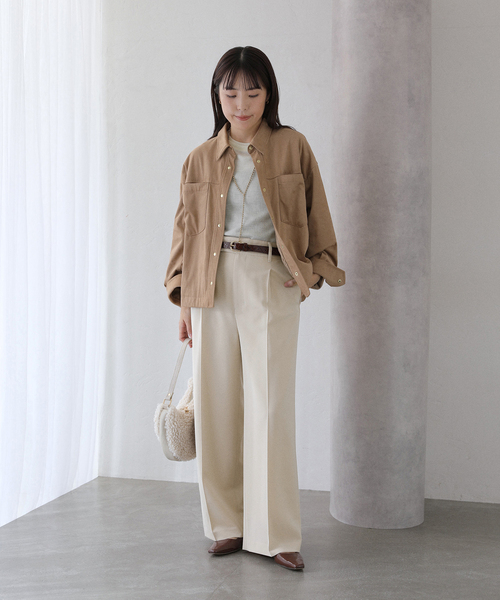 La TOTALITE（ラトータリテ）の「【洗える】配色ウールテレコカットソー（Tシャツ/カットソー・レディース・ネイビー/ホワイト/グレー・FREE）」の11枚目の写真