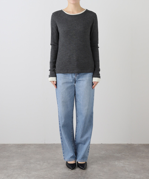 La TOTALITE（ラトータリテ）の「【洗える】配色ウールテレコカットソー（Tシャツ/カットソー・レディース・ネイビー/ホワイト/グレー・FREE）」の20枚目の写真