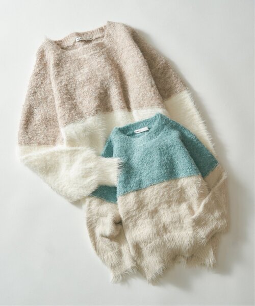 ikka(イッカ)の「【親子コーデ】ブークレーフェザー切り替えニット(120~160cm)(ニット/セーター・キッズ・ベージュ/ブルー・120/130/140/150/160)」の19枚目の写真