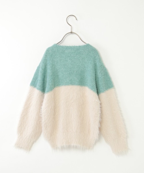 ikka(イッカ)の「【親子コーデ】ブークレーフェザー切り替えニット(120~160cm)(ニット/セーター・キッズ・ベージュ/ブルー・120/130/140/150/160)」の4枚目の写真