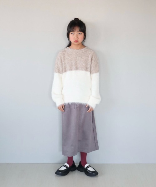 ikka（イッカ）の「【親子コーデ】ブークレーフェザー切り替えニット（120~160cm）（ニット/セーター・キッズ・ベージュ/ブルー・120/130/140/150/160）」の12枚目の写真