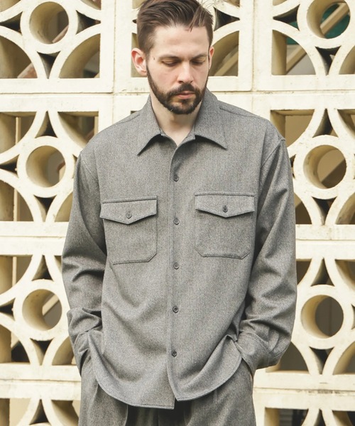 MR.OLIVE（ミスターオリーブ）の「【MR.OLIVE/ミスターオリーブ】PEACHSKIN STRETCH GABARDINE /CPO SHIRT（シャツ/ブラウス・メンズ・グレー/ネイビー・S/M）」の2枚目の写真