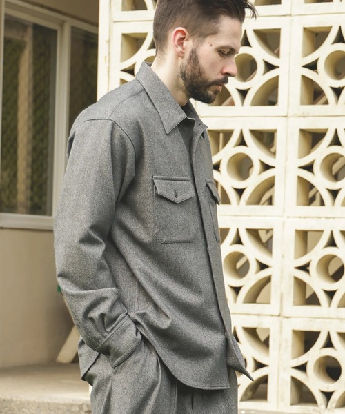 MR.OLIVE（ミスターオリーブ）の「【MR.OLIVE/ミスターオリーブ】PEACHSKIN STRETCH GABARDINE /CPO SHIRT（シャツ/ブラウス・メンズ・グレー/ネイビー・S/M）」の6枚目の写真