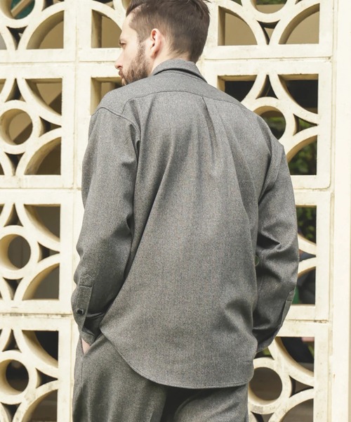 MR.OLIVE（ミスターオリーブ）の「【MR.OLIVE/ミスターオリーブ】PEACHSKIN STRETCH GABARDINE /CPO SHIRT（シャツ/ブラウス・メンズ・グレー/ネイビー・S/M）」の7枚目の写真