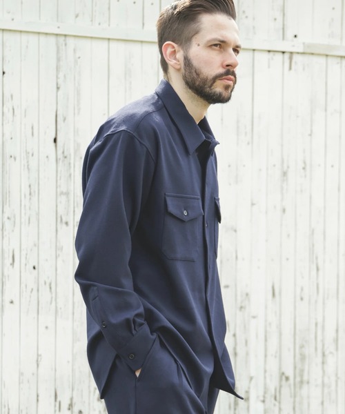 MR.OLIVE（ミスターオリーブ）の「【MR.OLIVE/ミスターオリーブ】PEACHSKIN STRETCH GABARDINE /CPO SHIRT（シャツ/ブラウス・メンズ・グレー/ネイビー・S/M）」の12枚目の写真
