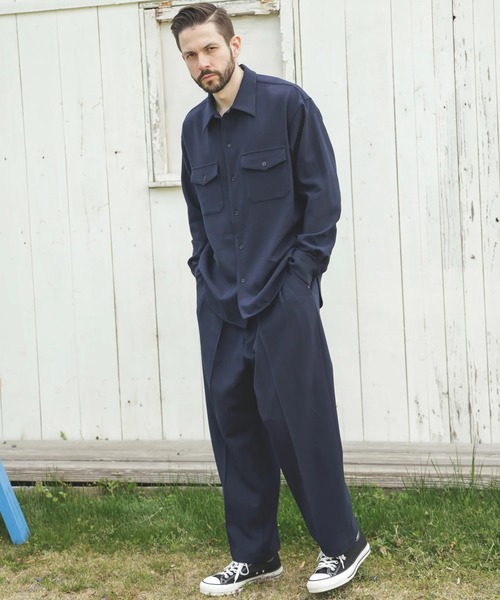 MR.OLIVE（ミスターオリーブ）の「【MR.OLIVE/ミスターオリーブ】PEACHSKIN STRETCH GABARDINE /CPO SHIRT（シャツ/ブラウス・メンズ・グレー/ネイビー・S/M）」の15枚目の写真