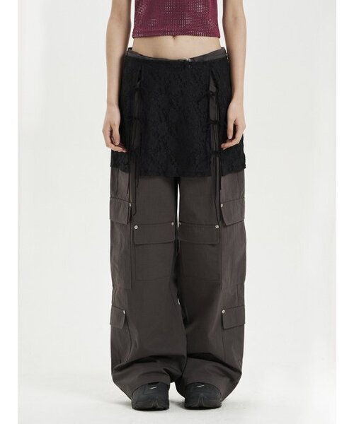 SETUP-EXE(セットアップイーエックスイー)の「LACE LAYERED SKIRT / BLACK(スカート・レディース・その他・OS)」の1枚目の写真