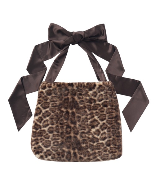 idem(イデム)の「fur big ribbon tote bag / サテンショルダーファーバッグ(ショルダーバッグ・レディース・ブラウン/グレー/アイボリー・FREE)」の3枚目の写真