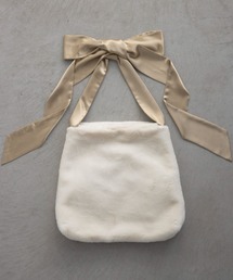 fur big ribbon tote bag / サテンショルダーファーバッグ