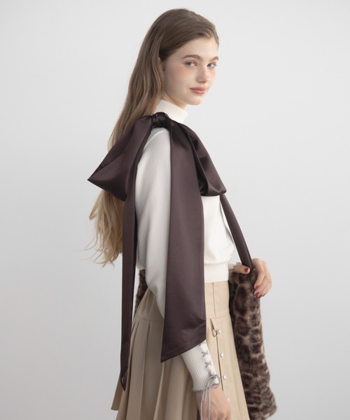 idem(イデム)の「fur big ribbon tote bag / サテンショルダーファーバッグ(ショルダーバッグ・レディース・ブラウン/グレー/アイボリー・FREE)」の21枚目の写真