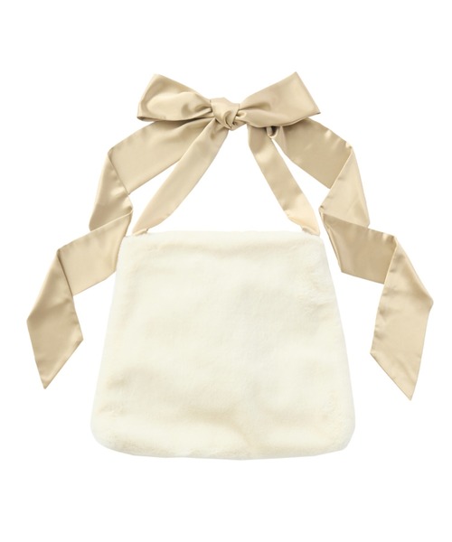 idem(イデム)の「fur big ribbon tote bag / サテンショルダーファーバッグ(ショルダーバッグ・レディース・ブラウン/グレー/アイボリー・FREE)」の8枚目の写真