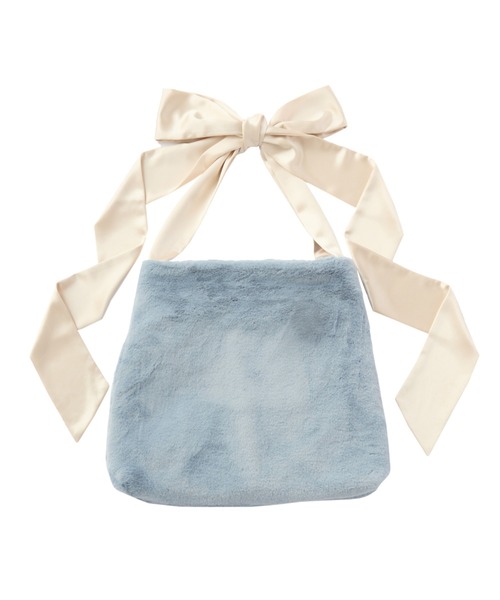 idem(イデム)の「fur big ribbon tote bag / サテンショルダーファーバッグ(ショルダーバッグ・レディース・ブラウン/グレー/アイボリー・FREE)」の5枚目の写真