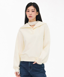 女性ショールカラー スウェットTシャツ - アイボリー