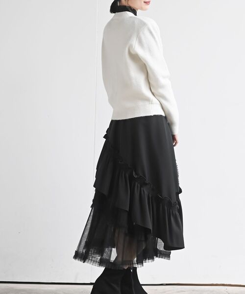 rps（アールピーエス）の「パールフラワーモチーフニットカーディガン（カーディガン/ボレロ・レディース・ブラック/アイボリー/杢グレー・フリー）」の6枚目の写真