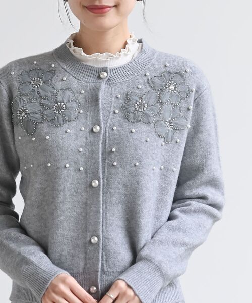 rps（アールピーエス）の「パールフラワーモチーフニットカーディガン（カーディガン/ボレロ・レディース・ブラック/アイボリー/杢グレー・フリー）」の14枚目の写真