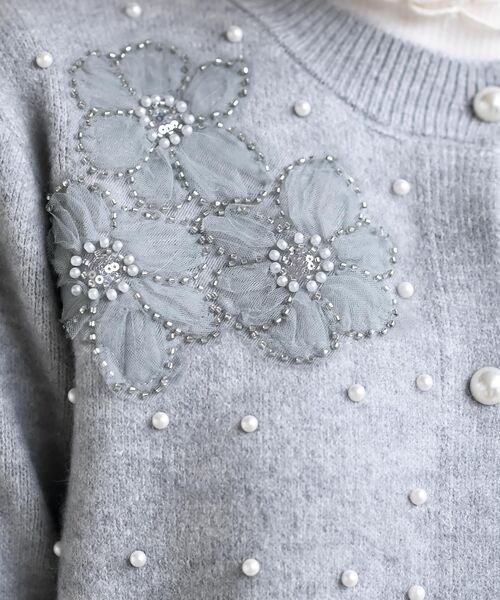 rps（アールピーエス）の「パールフラワーモチーフニットカーディガン（カーディガン/ボレロ・レディース・ブラック/アイボリー/杢グレー・フリー）」の18枚目の写真