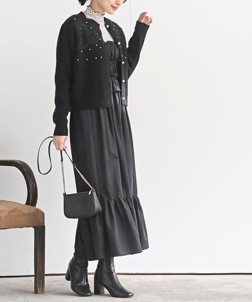 rps（アールピーエス）の「パールフラワーモチーフニットカーディガン（カーディガン/ボレロ・レディース・ブラック/アイボリー/杢グレー・フリー）」の21枚目の写真