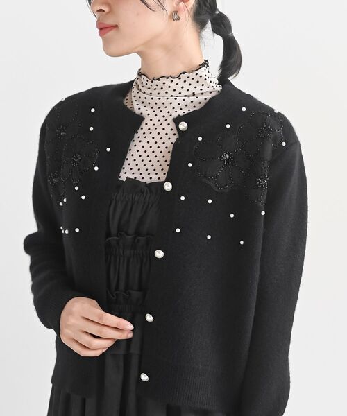 rps（アールピーエス）の「パールフラワーモチーフニットカーディガン（カーディガン/ボレロ・レディース・ブラック/アイボリー/杢グレー・フリー）」の22枚目の写真