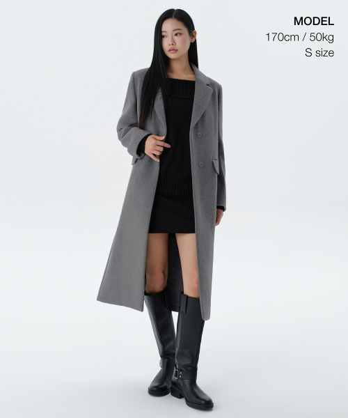 MUSINSA STANDARD WOMAN（ムシンサスタンダードウーマン）の「レディースカシミアブレンドチェスターロングコート[ミディアムグレー]（チェスターコート・レディース・その他・SMALL/MEDIUM/LARGE/X-SMALL）」の2枚目の写真