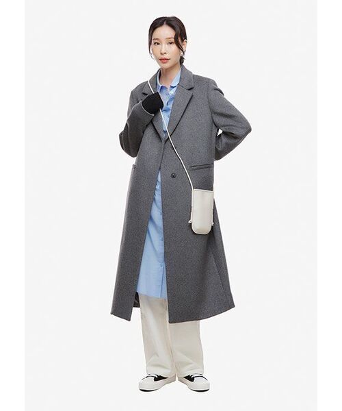 MUSINSA STANDARD WOMAN（ムシンサスタンダードウーマン）の「レディースカシミアブレンドチェスターロングコート[ミディアムグレー]（チェスターコート・レディース・その他・SMALL/MEDIUM/LARGE/X-SMALL）」の16枚目の写真
