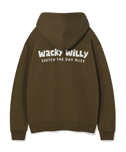 Wacky WiLLy（ワッキーウィリー）の「レタリンググラフィックフードジップアップ（3色）（パーカー・レディース・カーキ/ブラック/グレー・SMALL/MEDIUM/LARGE/X-LARGE）」の9枚目の写真