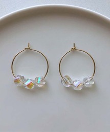 YU-KA:クリアビーズフープピアス clear beads hoop pierce