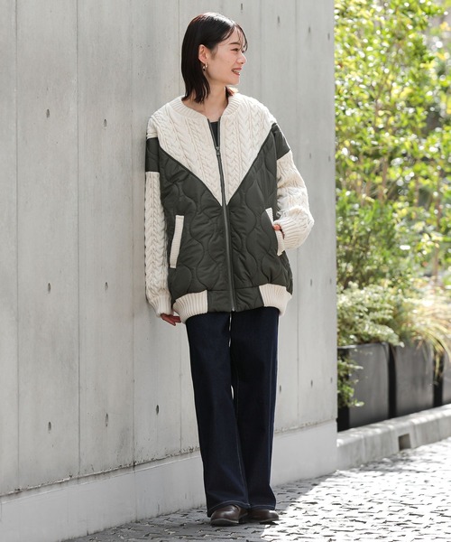 n'OrLABEL（ノアールレーベル）の「『キルティング×ケーブルニットドッキングブルゾン』（ブルゾン・レディース・ブラック/カーキ・FREE）」の11枚目の写真