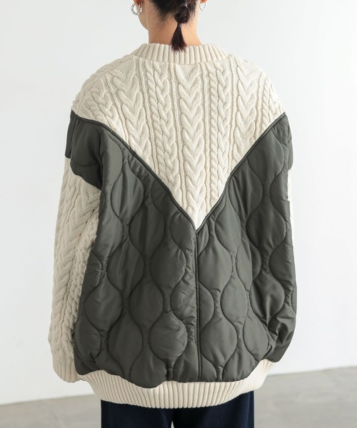 n'OrLABEL（ノアールレーベル）の「『キルティング×ケーブルニットドッキングブルゾン』（ブルゾン・レディース・ブラック/カーキ・FREE）」の18枚目の写真