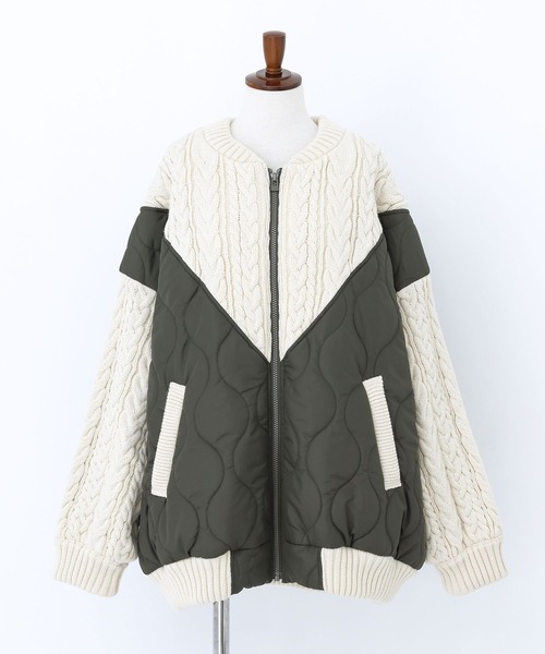 n'OrLABEL（ノアールレーベル）の「『キルティング×ケーブルニットドッキングブルゾン』（ブルゾン・レディース・ブラック/カーキ・FREE）」の21枚目の写真