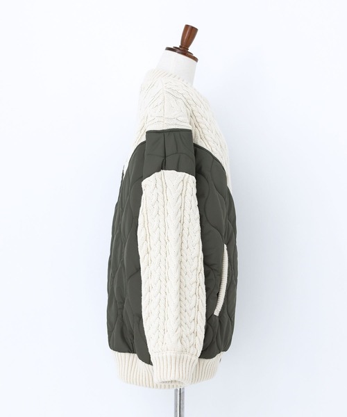 n'OrLABEL（ノアールレーベル）の「『キルティング×ケーブルニットドッキングブルゾン』（ブルゾン・レディース・ブラック/カーキ・FREE）」の22枚目の写真