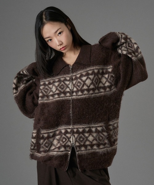 ONCILY（オンシェリー）の「ASSORT SHAGGY ZIP KNIT CARDIGAN / アソートシャギージップニットカーディガン（カーディガン/ボレロ・メンズ・ブルー/ブラウン/ブラック/オリーブ/ダークブラウン/ボルドー/アイボリー/ブラック系その他・LARGE/MEDIUM/SMALL）」の4枚目の写真