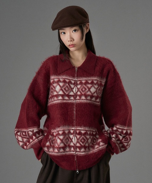 ONCILY（オンシェリー）の「ASSORT SHAGGY ZIP KNIT CARDIGAN / アソートシャギージップニットカーディガン（カーディガン/ボレロ・メンズ・ブルー/ブラウン/ブラック/オリーブ/ダークブラウン/ボルドー/アイボリー/ブラック系その他・LARGE/MEDIUM/SMALL）」の8枚目の写真