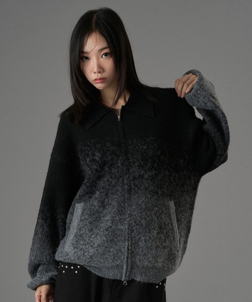 ONCILY（オンシェリー）の「ASSORT SHAGGY ZIP KNIT CARDIGAN / アソートシャギージップニットカーディガン（カーディガン/ボレロ・メンズ・ブルー/ブラウン/ブラック/オリーブ/ダークブラウン/ボルドー/アイボリー/ブラック系その他・LARGE/MEDIUM/SMALL）」の3枚目の写真
