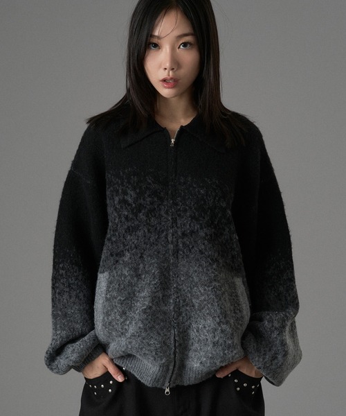 ONCILY（オンシェリー）の「ASSORT SHAGGY ZIP KNIT CARDIGAN / アソートシャギージップニットカーディガン（カーディガン/ボレロ・メンズ・ブルー/ブラウン/ブラック/オリーブ/ダークブラウン/ボルドー/アイボリー/ブラック系その他・LARGE/MEDIUM/SMALL）」の9枚目の写真