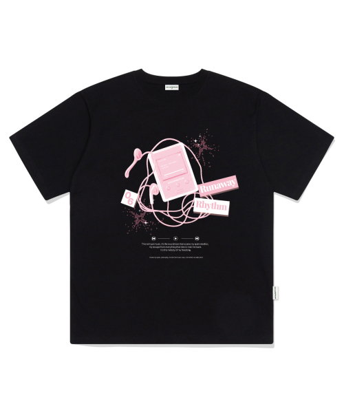 ESCAPEFROM(エスケープフロム)の「リズム MP3プリント オーバーサイズ 半袖Tシャツ ブラック(Tシャツ/カットソー・レディース・その他・SMALL/MEDIUM/LARGE)」の1枚目の写真