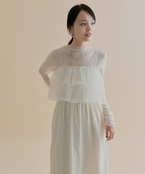 mystic（ミスティック）の「[森川企画/オケージョンアイテム]チュールキャミワンピースSET（ワンピース・レディース・ブラック/アイボリー・2/1）」の7枚目の写真