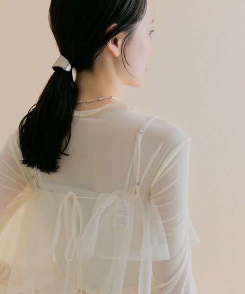 mystic（ミスティック）の「[森川企画/オケージョンアイテム]チュールキャミワンピースSET（ワンピース・レディース・ブラック/アイボリー・2/1）」の10枚目の写真