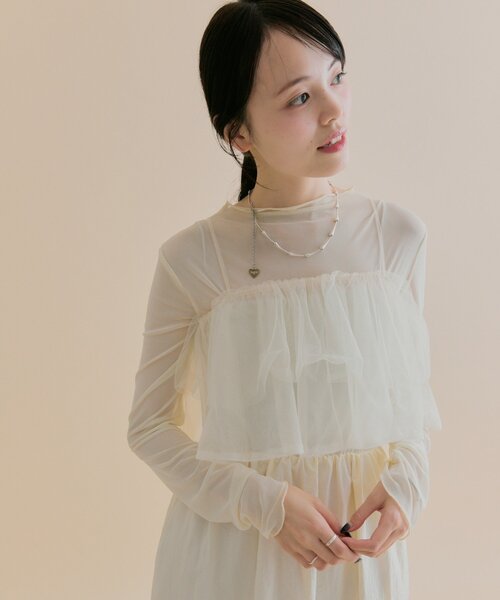 mystic（ミスティック）の「[森川企画/オケージョンアイテム]チュールキャミワンピースSET（ワンピース・レディース・ブラック/アイボリー・2/1）」の11枚目の写真