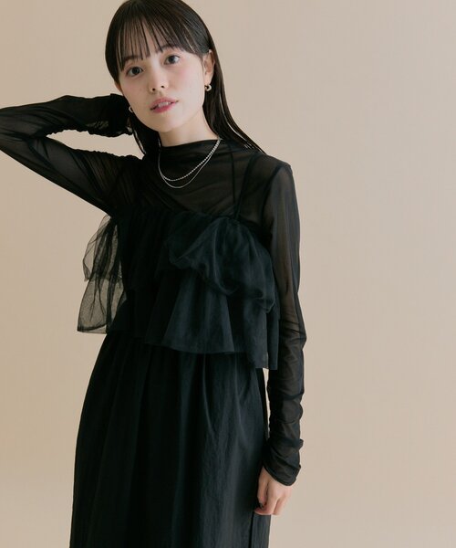 mystic（ミスティック）の「[森川企画/オケージョンアイテム]チュールキャミワンピースSET（ワンピース・レディース・ブラック/アイボリー・2/1）」の14枚目の写真