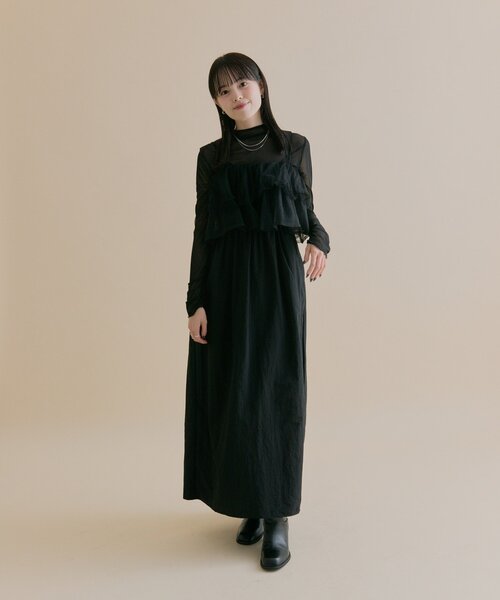 mystic（ミスティック）の「[森川企画/オケージョンアイテム]チュールキャミワンピースSET（ワンピース・レディース・ブラック/アイボリー・2/1）」の15枚目の写真