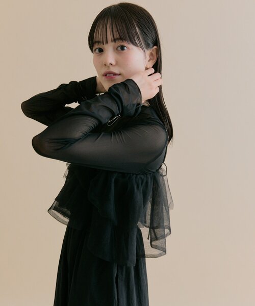 mystic（ミスティック）の「[森川企画/オケージョンアイテム]チュールキャミワンピースSET（ワンピース・レディース・ブラック/アイボリー・2/1）」の16枚目の写真